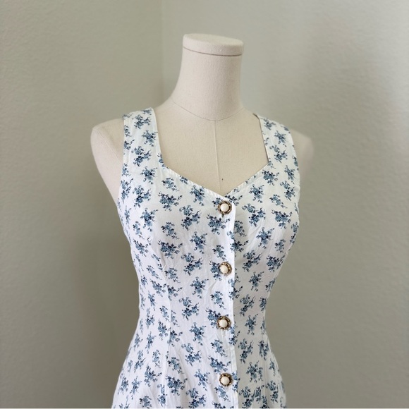 Vintage 90’s Fredericks of Hollywood White & Blue Corset Back Mini Dress Size XS - Picture 4 of 9